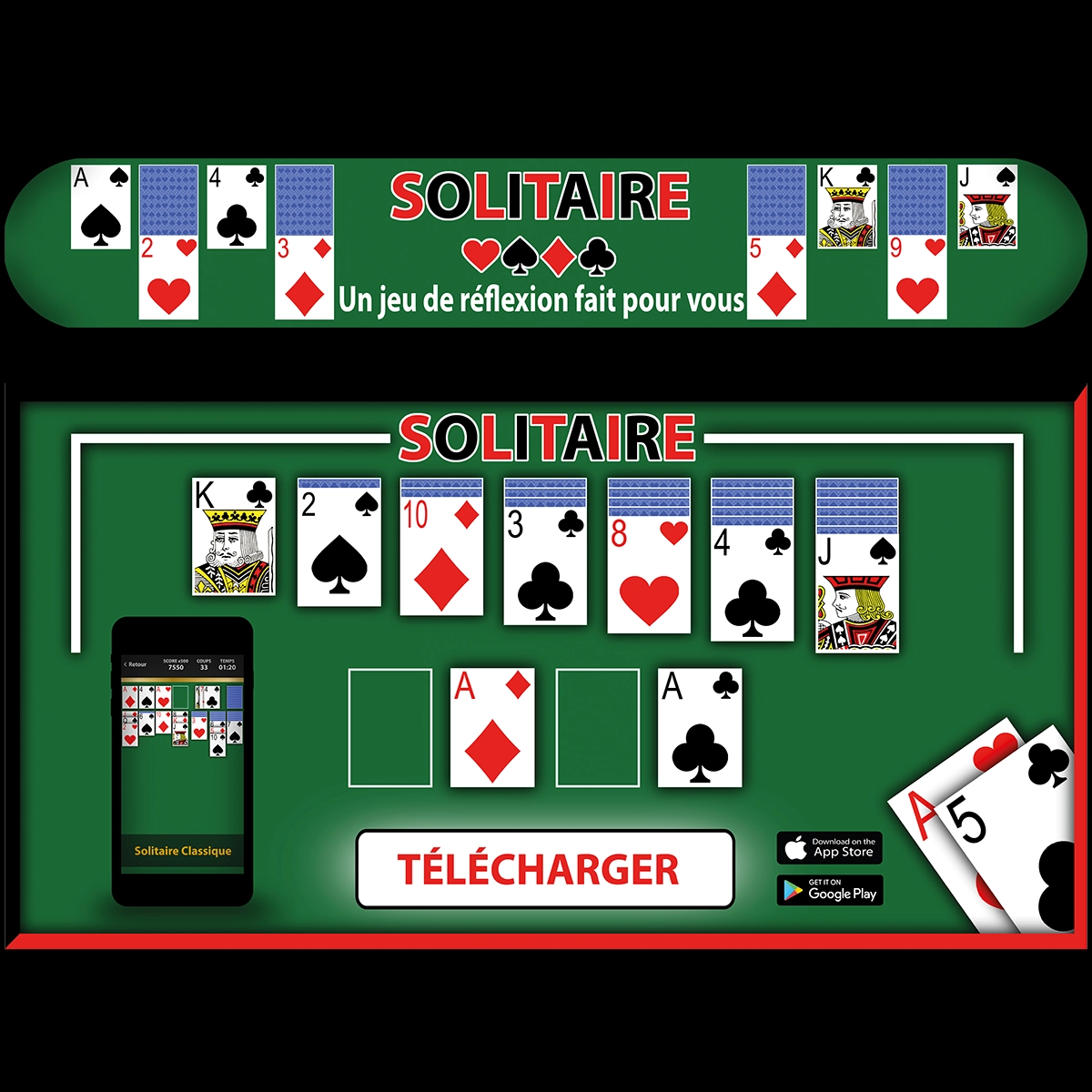 Bannière & facebook mobile Solitaire (test Green Panda Games)