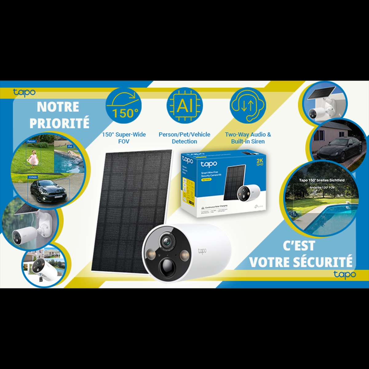 Bannière présentant la camera Tapo C425 (test de selection)