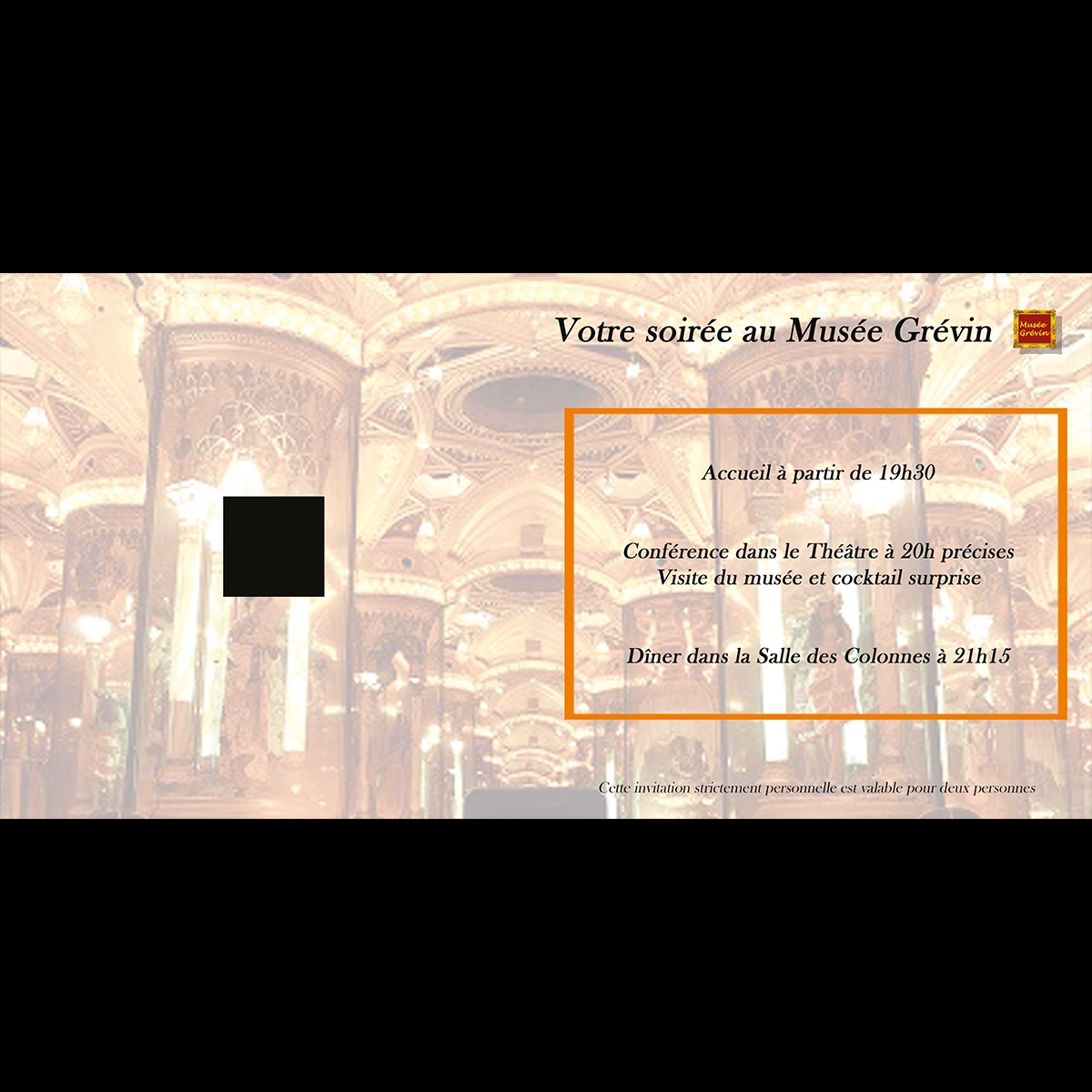 Carton d'invitation au Musée Grévin interieur