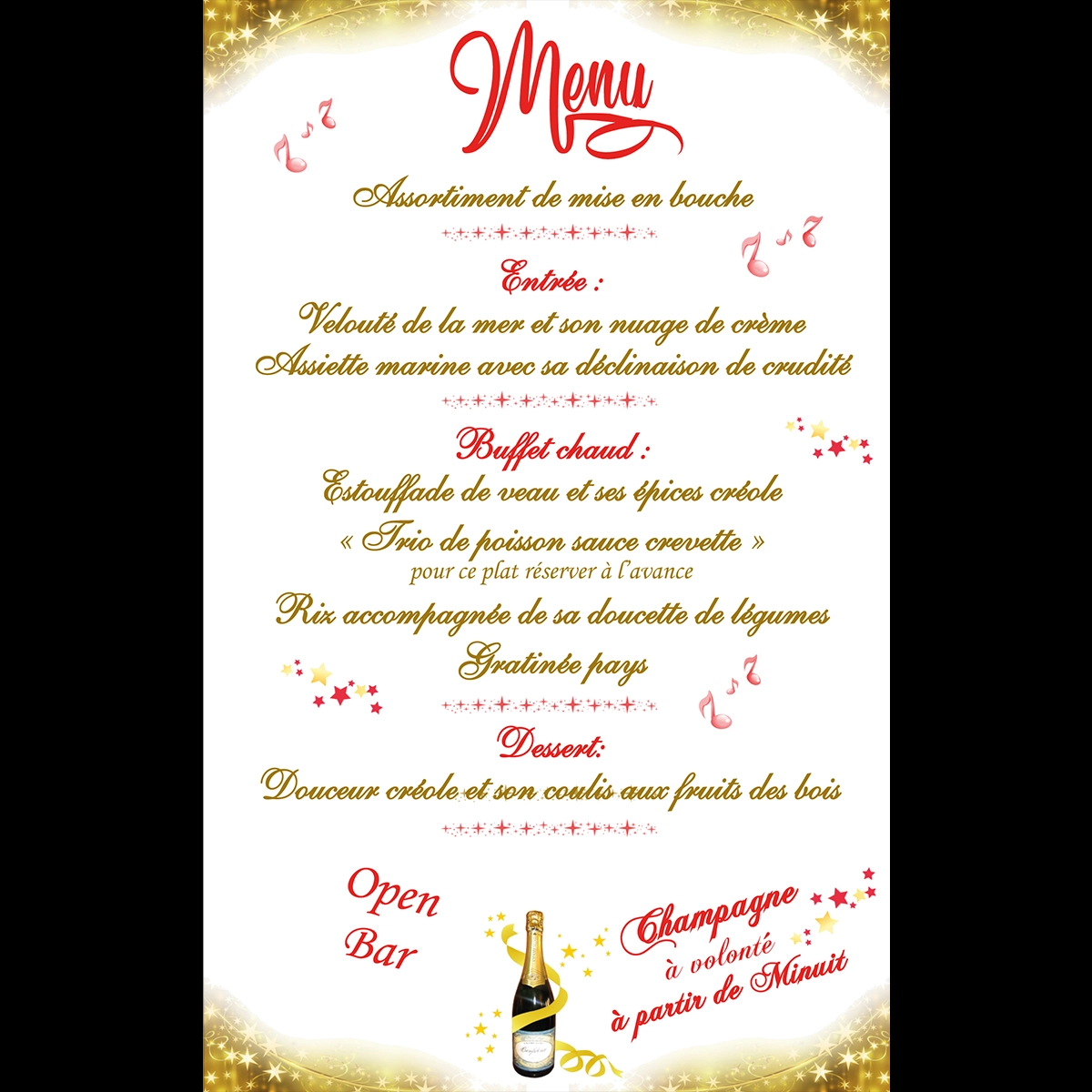 Carton d'un Menu pour anniversaire