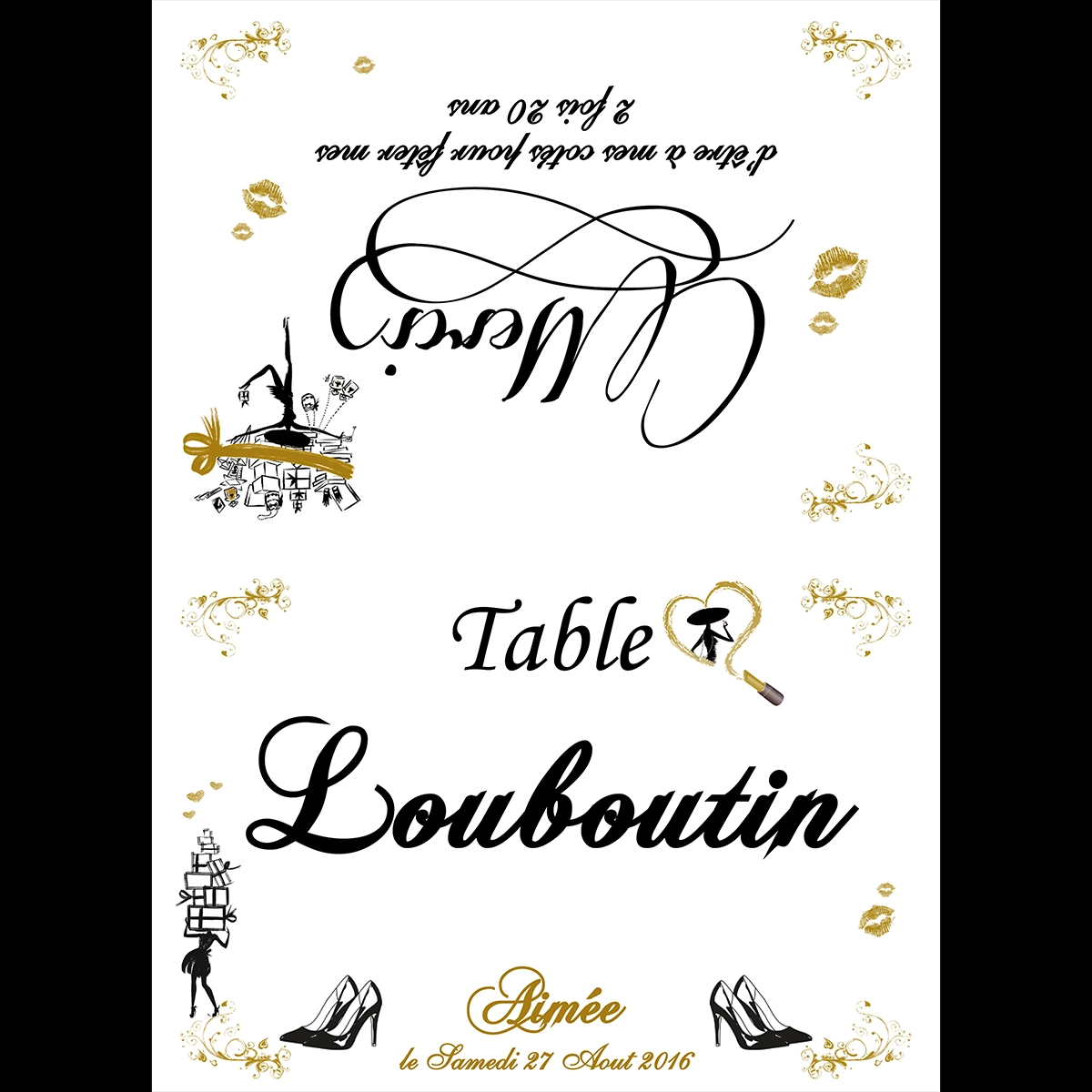 Carton marque table pour anniversaire