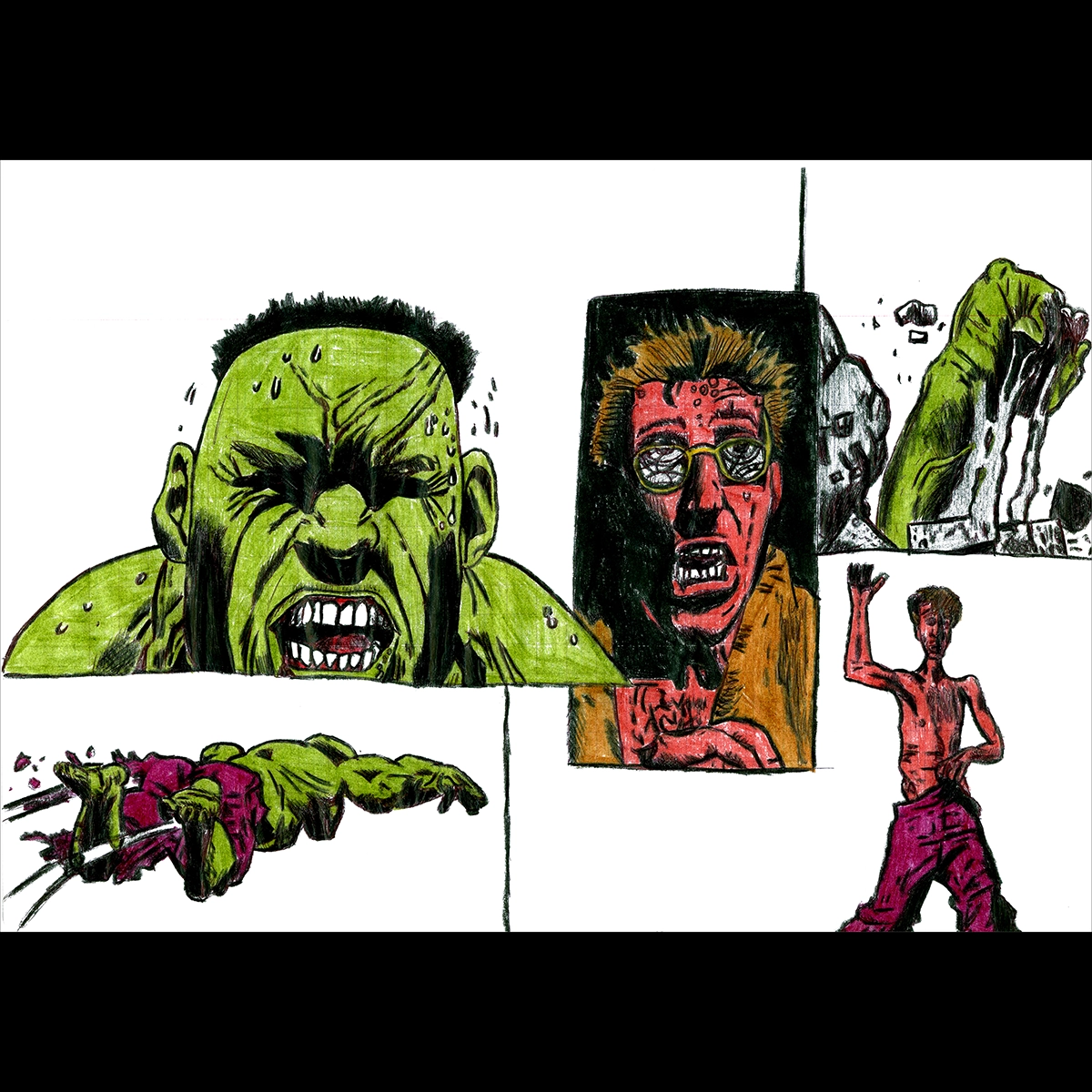 Extrait d'une reproduction BD sur le personnage de Hulk
