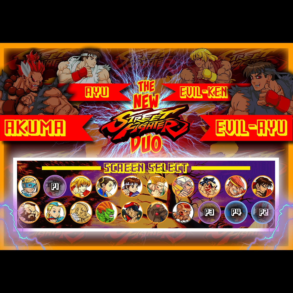 Ecran de selection du jeu Street Fighter réadaptation