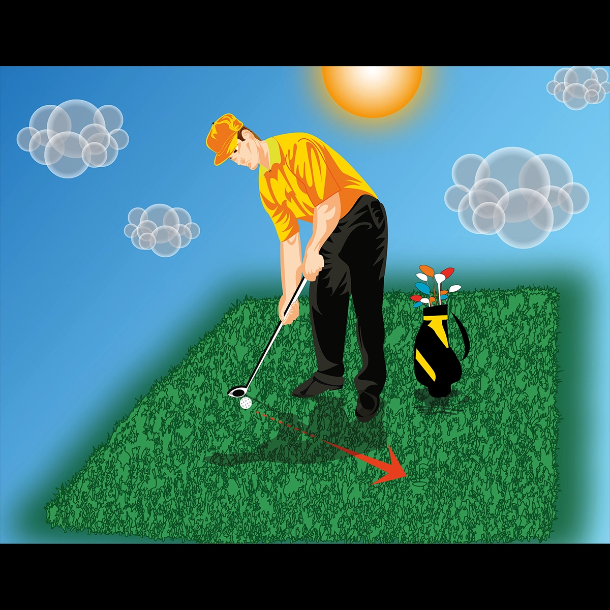 Illustration d'un homme jouant au golf