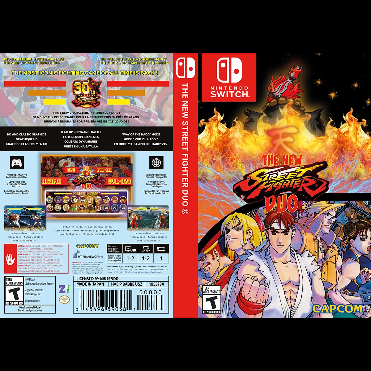 Jacquette nintendo du jeu street fighter réadaptation