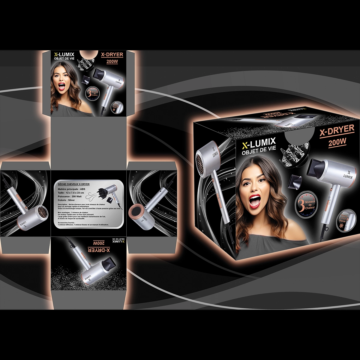 Packaging pour la marque X-DRYER (test de selection)