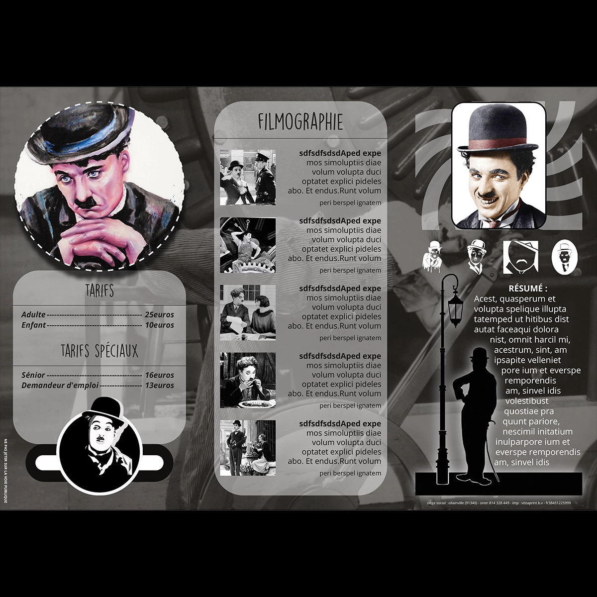 Dépliant sur la vie de Charlie Chaplin intérieur